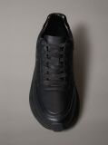 Black Laceup Leather Trainers  Men