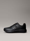 Black Laceup Leather Trainers  Men