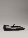 Black Leather Mary Jane Ballerinas  Women