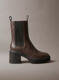 Brown Leather Block Heel Chelsea Boots  Women