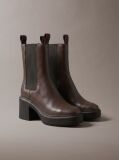 Brown Leather Block Heel Chelsea Boots  Women