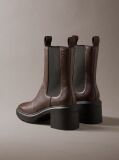 Brown Leather Block Heel Chelsea Boots  Women