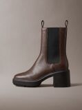 Brown Leather Block Heel Chelsea Boots  Women
