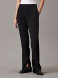 Black Slim Crepe Split Hem Trousers  Women