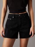 Black Denim Mom Shorts  Women