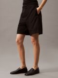 Black Cotton Linen Twill Shorts  Women