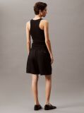 Black Cotton Linen Twill Shorts  Women
