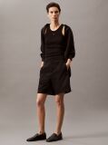 Black Cotton Linen Twill Shorts  Women