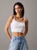 White Ribbed Cotton Bralette Top  Women