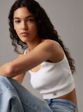White Ribbed Cotton Bralette Top  Women