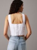 White Soft Cotton Linen Twill Top  Women