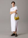 White Ribbed Cotton Maxi T-shirt Dress  Women