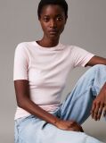 Pink Slim Ribbed Modal T-shirt  Women