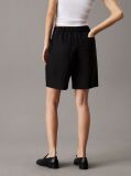 Black Wide Lyocell Linen Shorts  Women