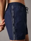 Blue Medium Drawstring Swim Shorts - Logo Tape  Men