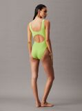 Green Cut Out Swimsuit - CK Monogram Texture  Women