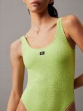Green Cut Out Swimsuit - CK Monogram Texture  Women