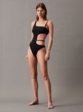 Black Cut Out Swimsuit - CK Micro Belt  Women