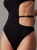 Black Cut Out Swimsuit - CK Micro Belt  Women