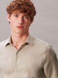 Beige Slim Linen Blend Shirt  Men