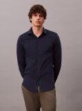 Blue Slim Fit Micro Print Corduroy Shirt  Men