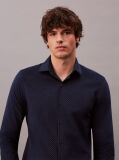 Blue Slim Fit Micro Print Corduroy Shirt  Men