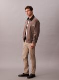 Khaki Slim Cotton Stretch Trousers  Men
