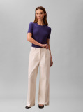 Blue Slim Ribbed Modal T-shirt  Women