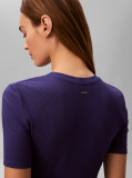 Blue Slim Ribbed Modal T-shirt  Women