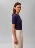 Blue Slim Ribbed Modal T-shirt  Women