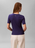 Blue Slim Ribbed Modal T-shirt  Women