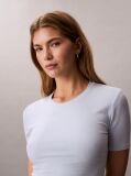Blue Slim Ribbed Modal T-shirt  Women