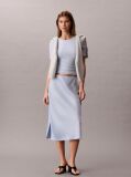 Blue Slim Ribbed Modal T-shirt  Women
