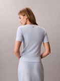 Blue Slim Ribbed Modal T-shirt  Women