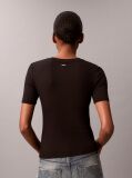 Black Slim Ribbed Modal T-shirt  Women