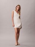 White Textured Shine Mini Dress  Women