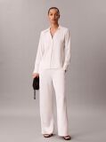 White Hammered Satin Fitted Shirt  Women