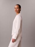 White Hammered Satin Fitted Shirt  Women