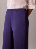 Blue Hammered Satin Textured Trousers  Women