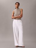 Brown Plissé Mock Neck Sleeveless Top  Women