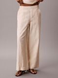 Pink Relaxed Sheer Stripe Crinkle Trousers  Women