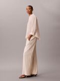 Pink Relaxed Sheer Stripe Crinkle Trousers  Women