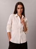 White Fitted Pleated Poplin Shirt  Women