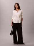 White Fitted Pleated Poplin Shirt  Women