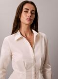 White Fitted Pleated Poplin Shirt  Women