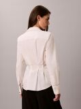 White Fitted Pleated Poplin Shirt  Women