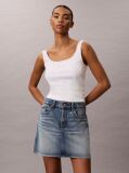 White Slim Ribbed Cotton Tank Top  Women