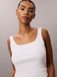 White Slim Ribbed Cotton Tank Top  Women