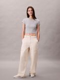 Grey Slim Cropped Monogram T-shirt  Women