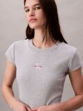 Grey Slim Cropped Monogram T-shirt  Women